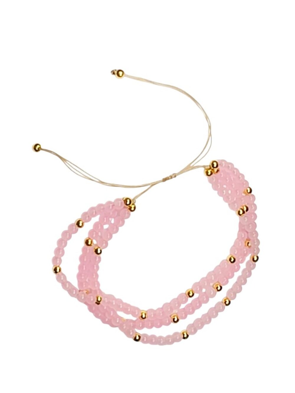 Light Pink Beaded Layered Bracelet | Adjustable Boho Bracelet - Picture 2 of 2